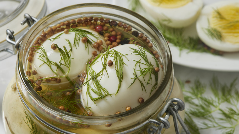 Pickled eggs in a jar 