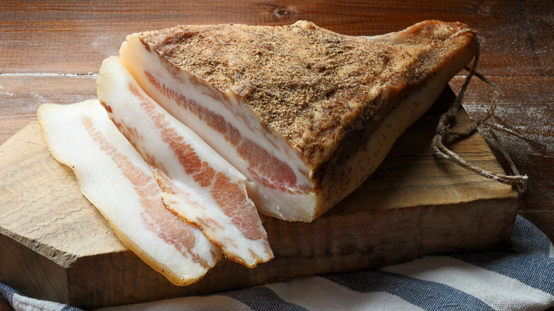 Slices of guanciale