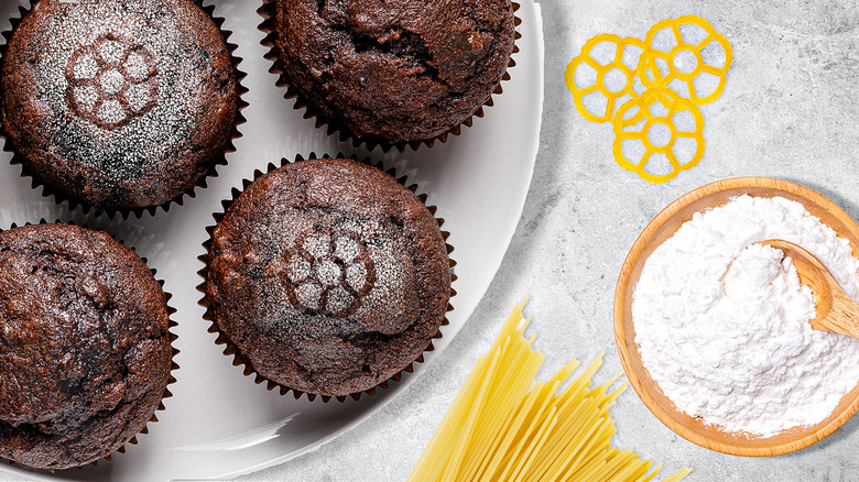 muffins with stenciled decorations
