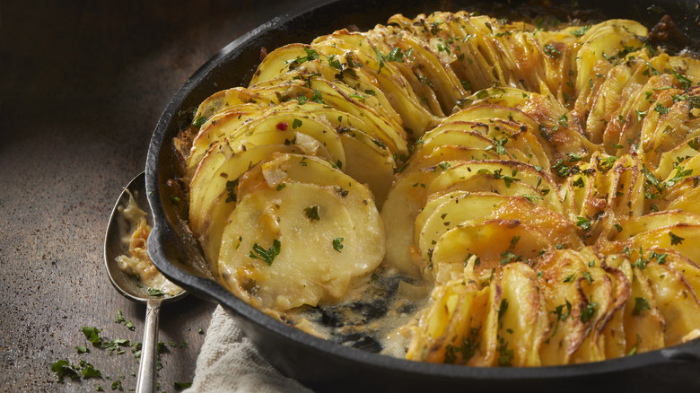 A pan of potato gratin