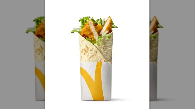McDonald's Norwegian Teriyaki Chicken McWrap on white background