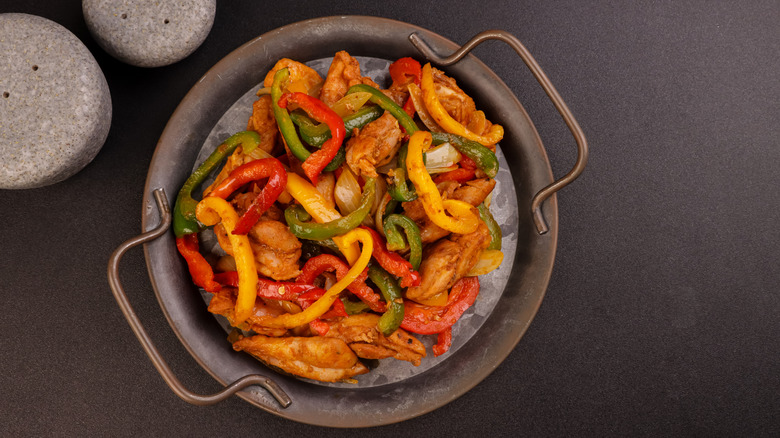 Chicken fajita in a pan