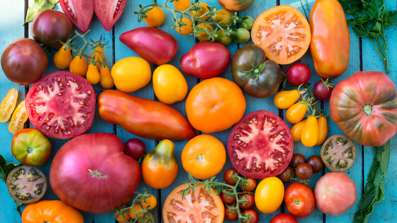 variety of heirloom tomatoes