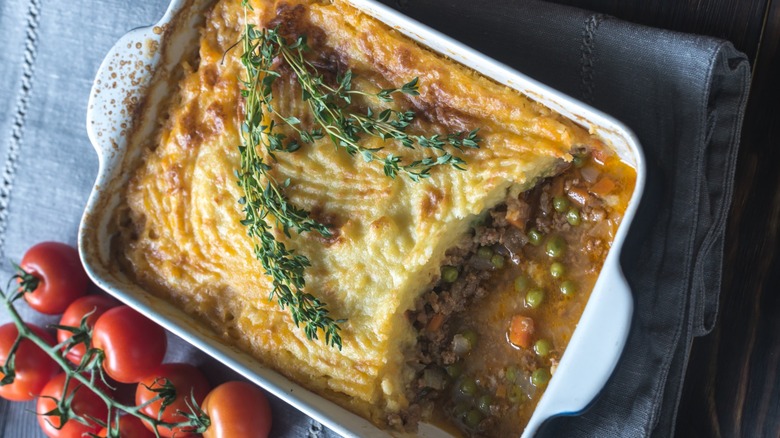 Shepherd's pie and fresh tomatoes