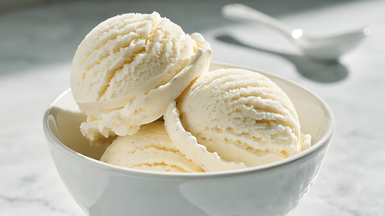bowl of vanilla ice cream