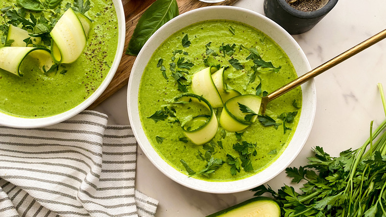 bowl of green goddess soup