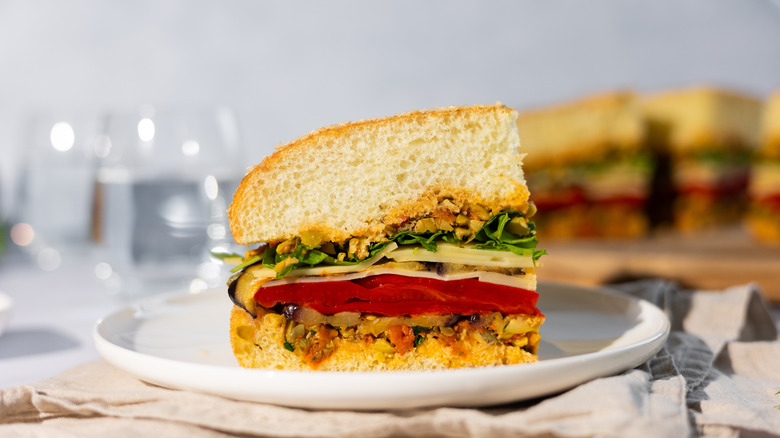 vegetarian muffuletta sandwich