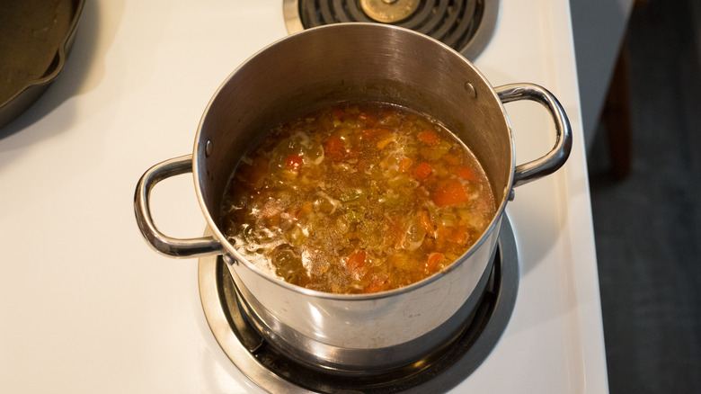 gumbo simmering in medium pot