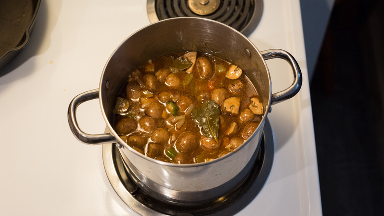 gumbo simmering in medium pot