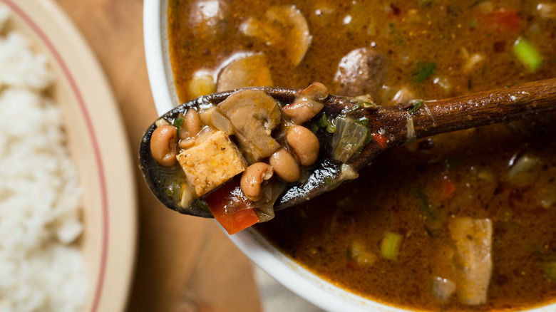 vegetarian gumbo in serving dish