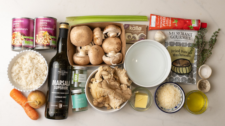 mixed mushroom cassoulet ingredients