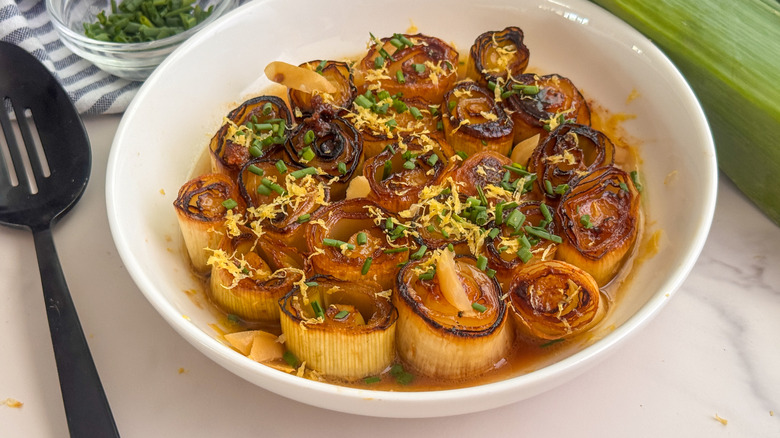 bowl of melting leeks