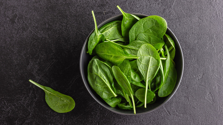 a bowl of fresh spinach