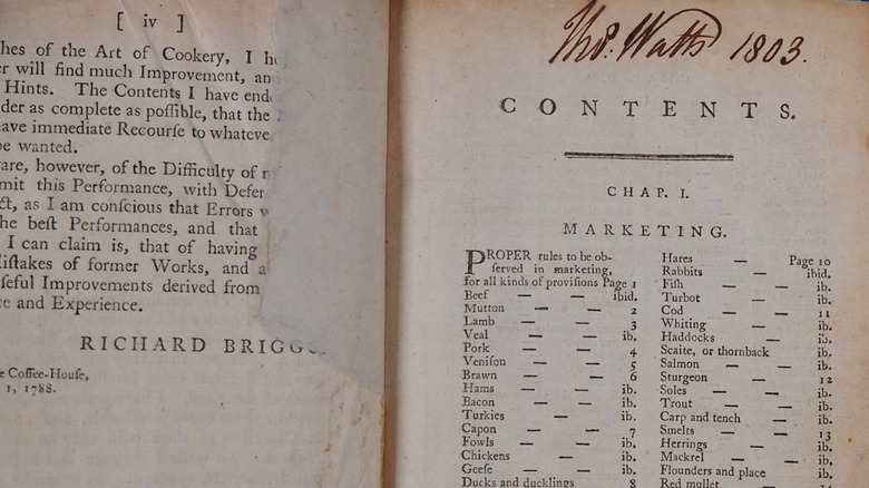 the table of contends for The English Art of Cookery