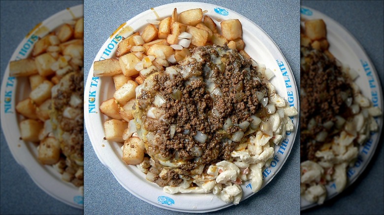 Garbage Plate from Nick Tahou's Hots on a plate