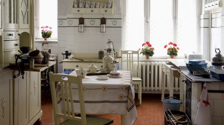 Original vintage kitchen of middle class from beginning of 20th century