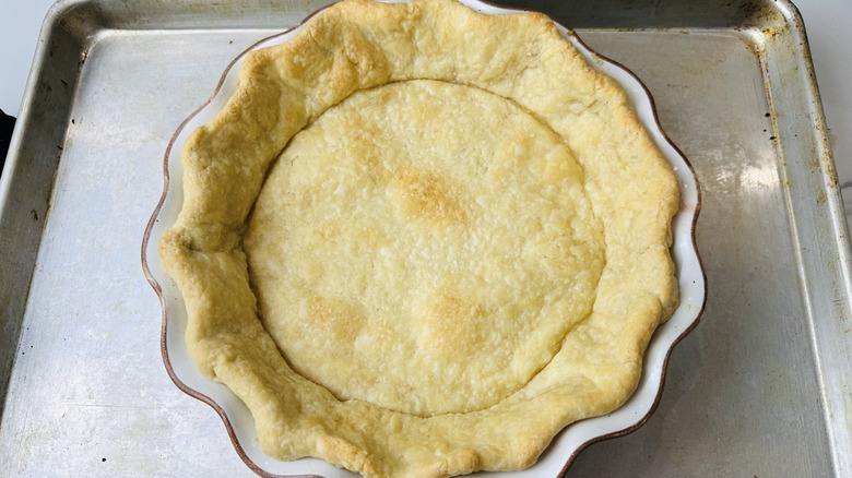 Blind baked pie crust in pie dish