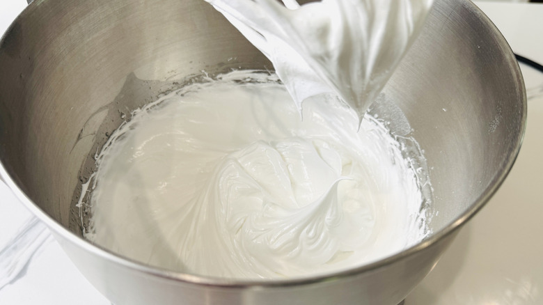 Meringue whipped to medium peaks