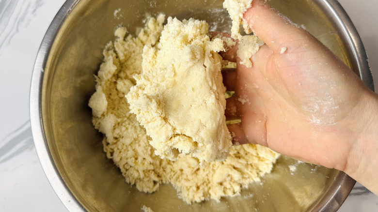Pie dough mixing in bowl
