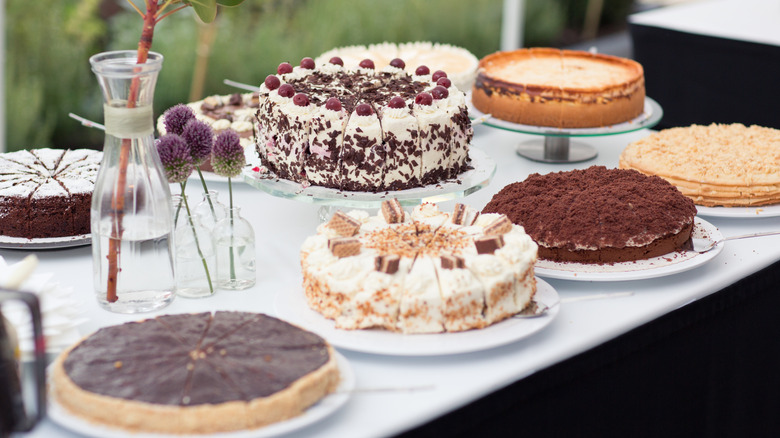 Assorted cakes on table