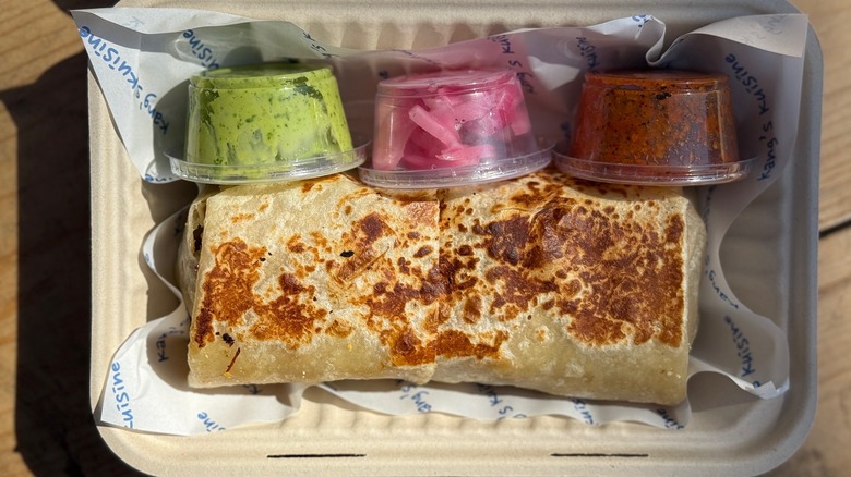 Kang's Kuisine breakfast burrito in the box