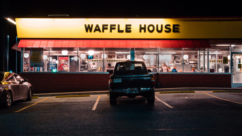 Waffle House restaurant at night