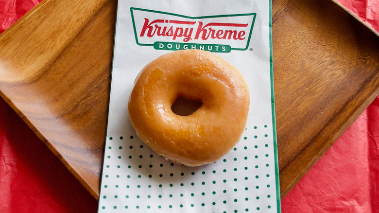 Krispy Kreme donut on tray