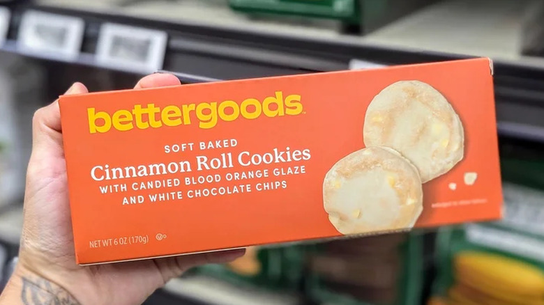 Bettergoods soft cinnnamin roll cookie packaging in a store