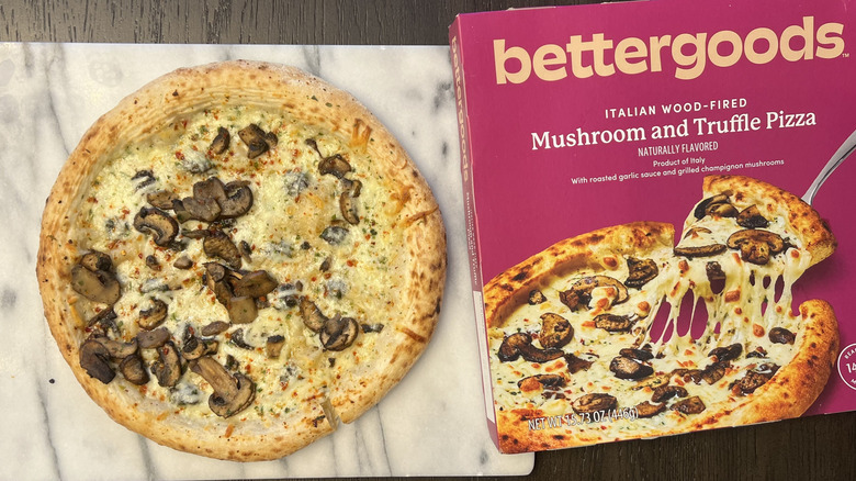 Bettergoods Italian Wood-Fired Mushroom and Truffle Pizza on a serving platter.