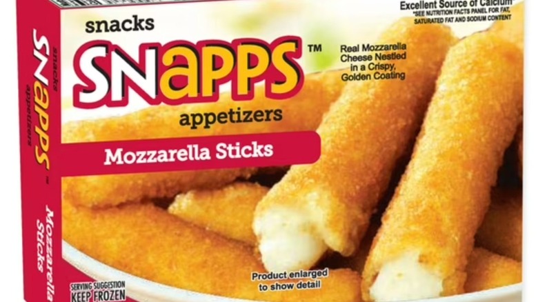 Box of frozen mozzarella sticks
