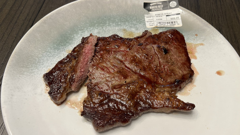 Marketside wagyu beef ribeye steak on a plate