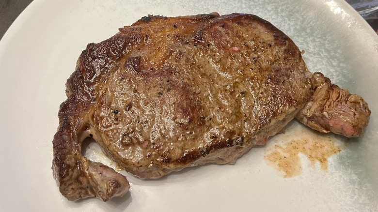 USDA Choice Angus beef ribeye steak on a plate