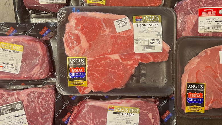 Eight different cuts of steak from Walmart in the packaging