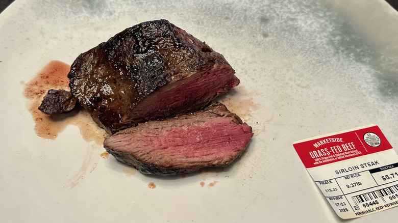 Marketside grass-fed beef sirloin steak on a plate