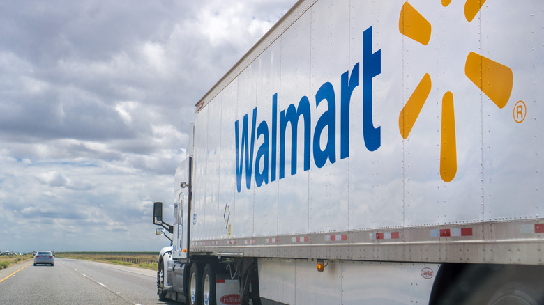 Walmart truck driving down highway