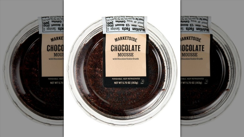 Small Marketside chocolate creamy mousse dessert cup with cookie crumble topping