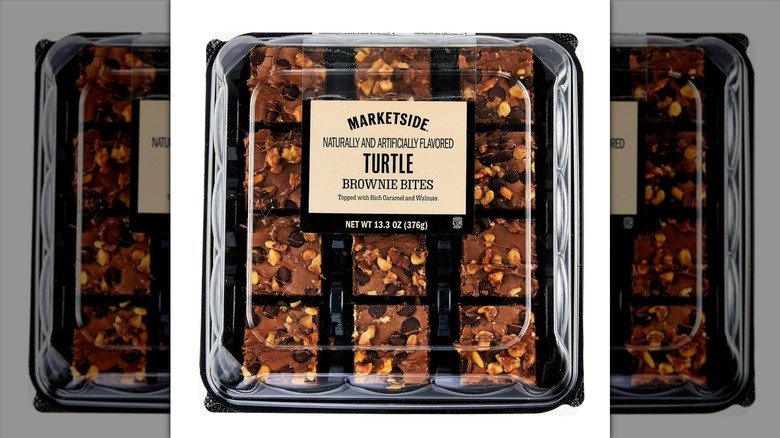 Package of 12 Marketside bite-sized turtle chocolate brownies