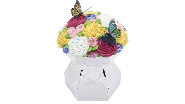 Walmart's colorful cupcake bouquet with faux butterflies
