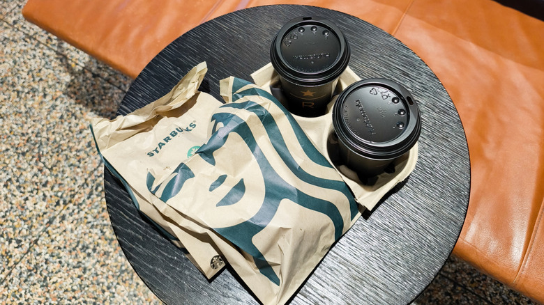 starbucks food bag with coffee