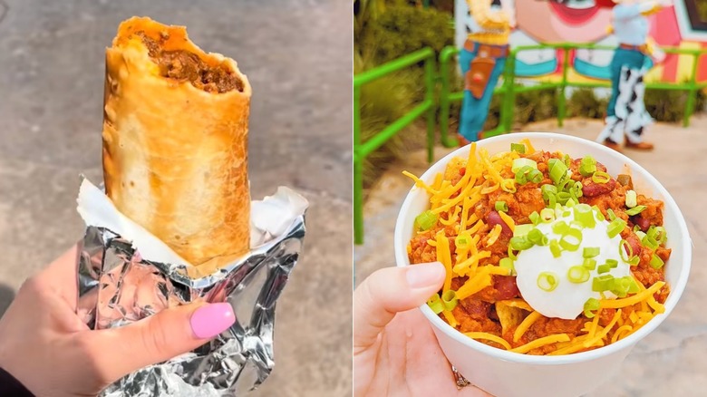 chimichanga from Disneyland and a bowl of Totchos from Disney World