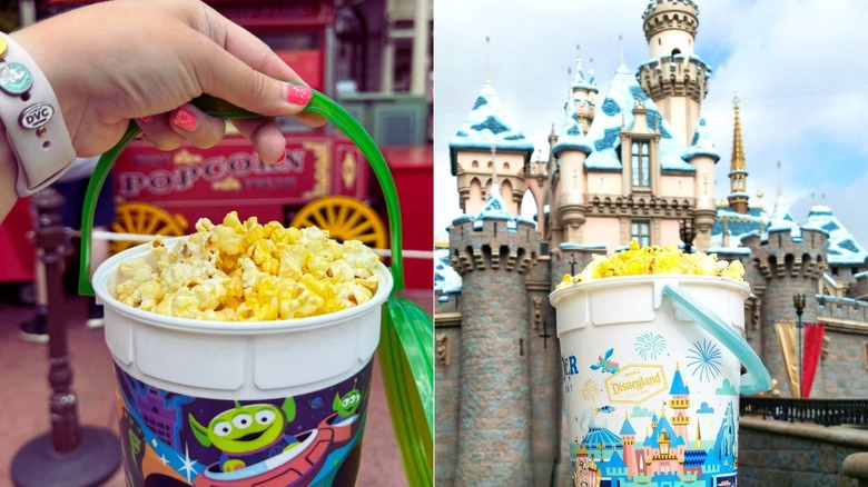 Disneyland and Disney World popcorn side by side