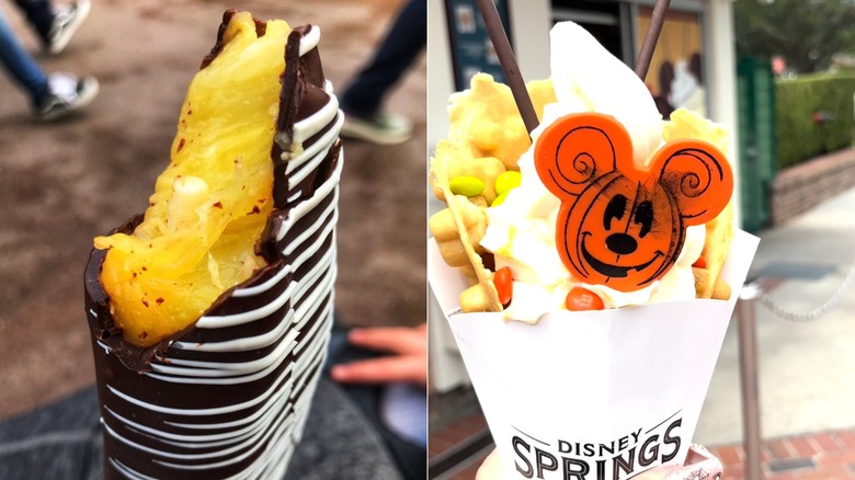 chocolate dipped pineapple and a pimpkin Mickey sundae from Disney