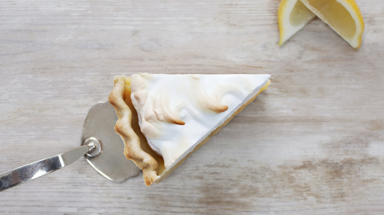 Slice of lemon chiffon pie