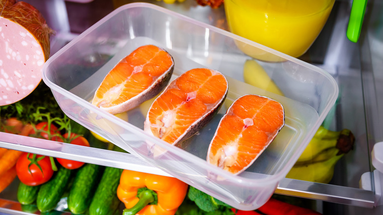 Salmon in fridge