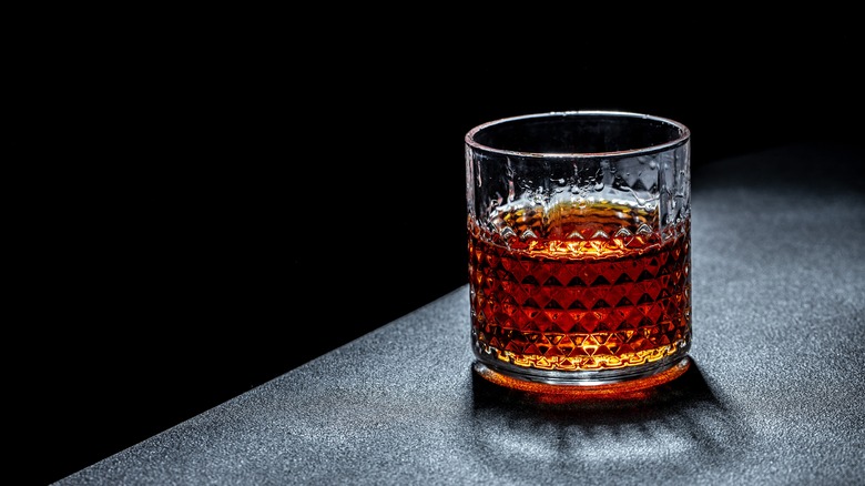 bourbon served in glass