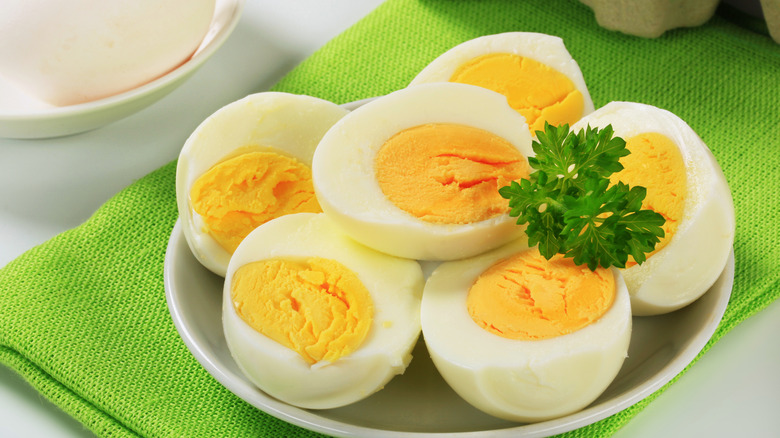 hard boiled eggs on plate