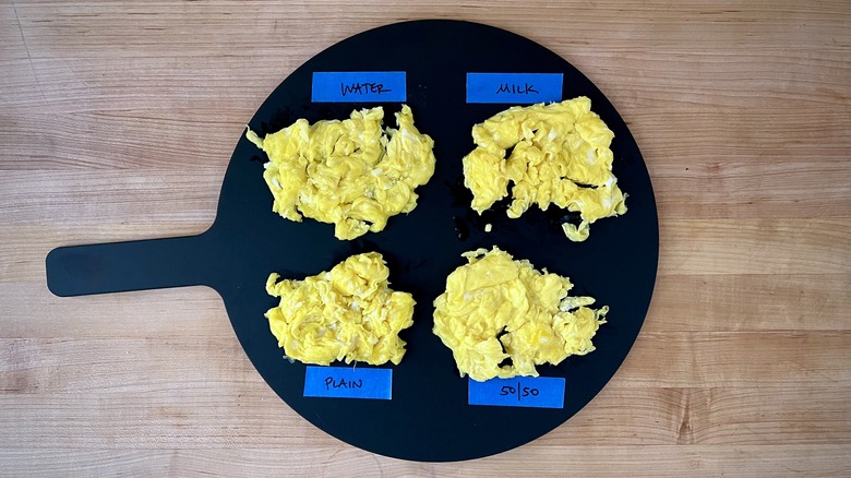 Overhead view of scrambled eggs