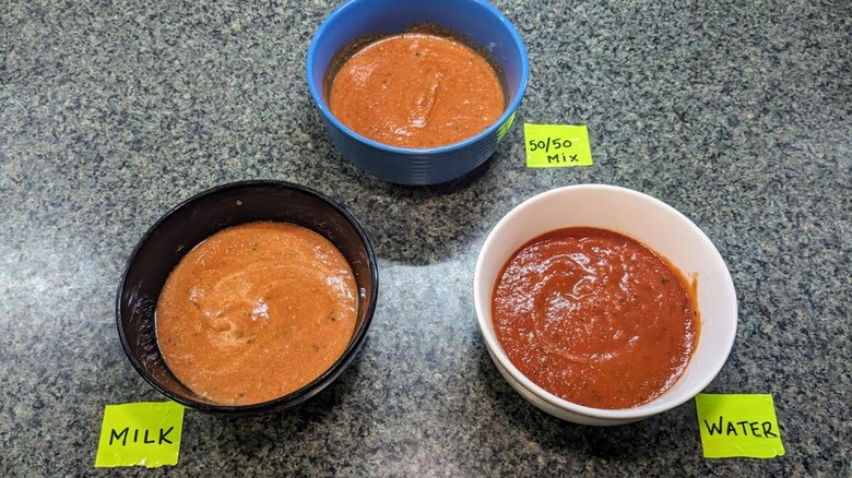 three different tomato soups