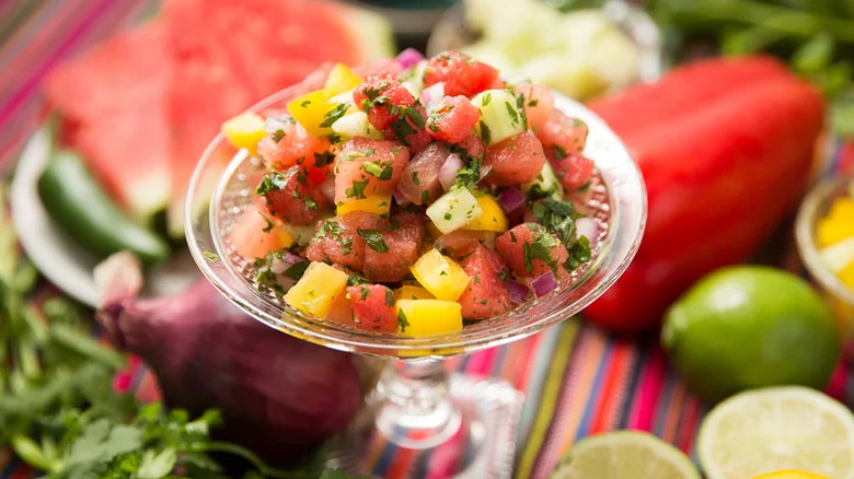 Watermelon salsa in a dish