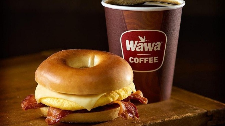 wawa coffee and breakfast sandwich 